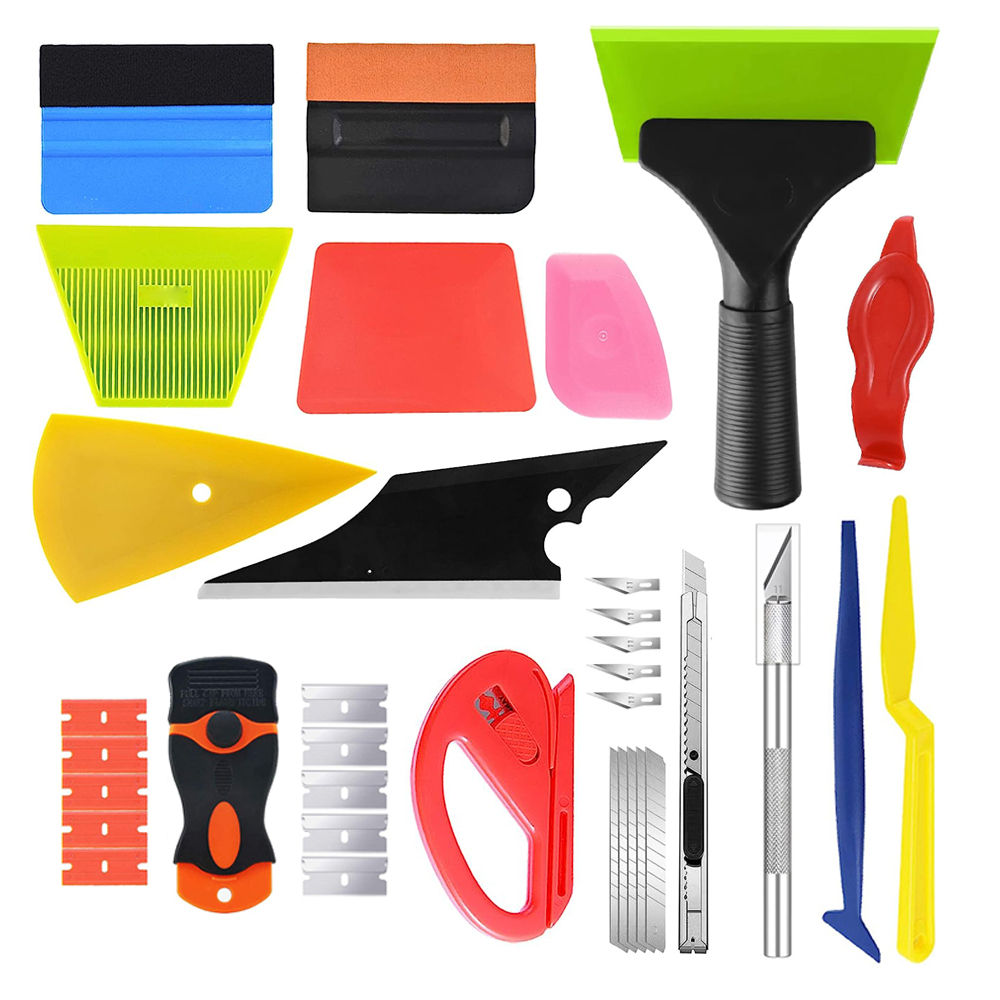 Screen Printing Squeegee - ชุดทำความสะอาดกระจกรถยนต์40ชิ้น, อุปกรณ์สำหรับติดฟิล์มสีไวนิลที่ปาดน้ำขนาดจิ๋ว