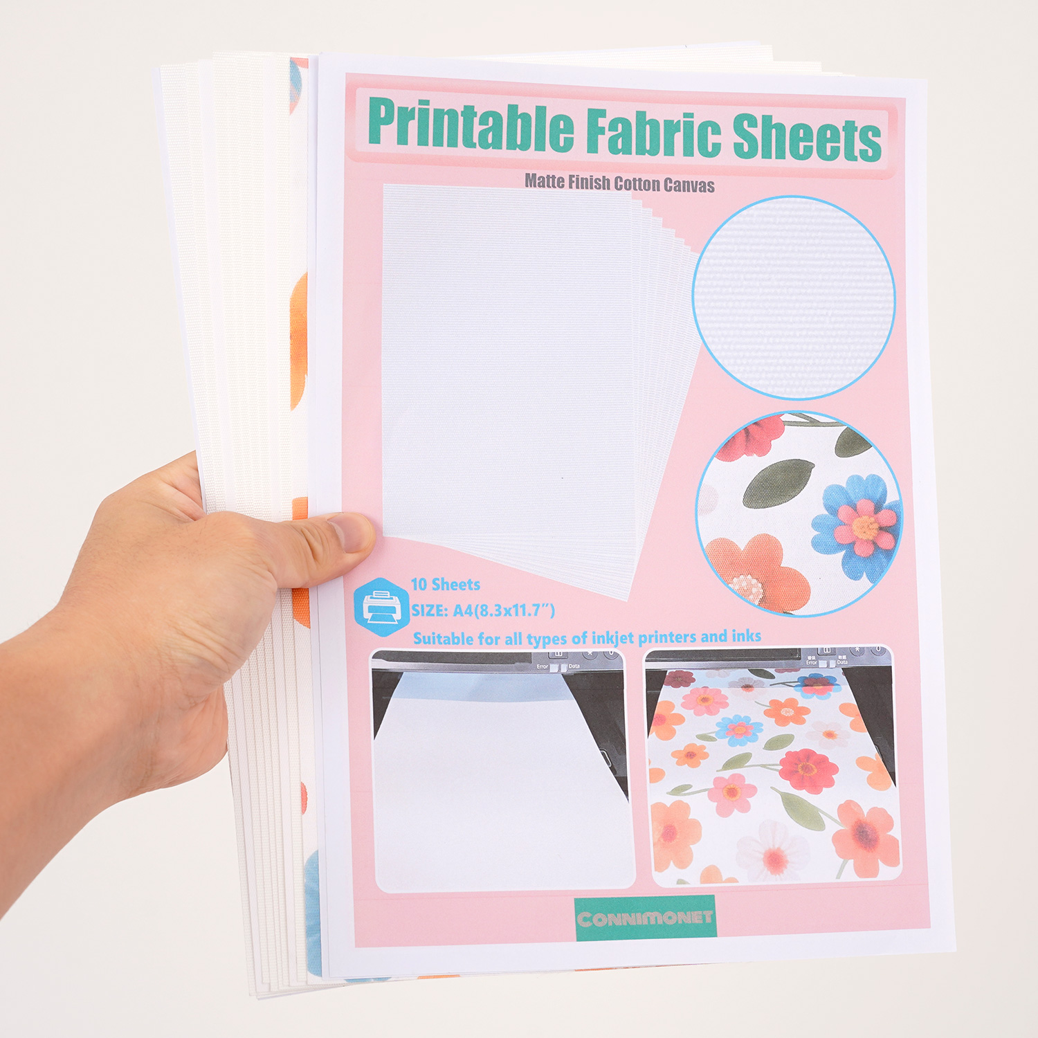 Commercial Fabric Printing Machine - 5 ชิ้น/10 ชิ้นผ้าฝ้ายสีขาวพิมพ์ได้สำหรับเครื่องพิมพ์อิงค์เจ็ท, ผ้าขนาด A4 สำหรับการพิมพ์ภาพ