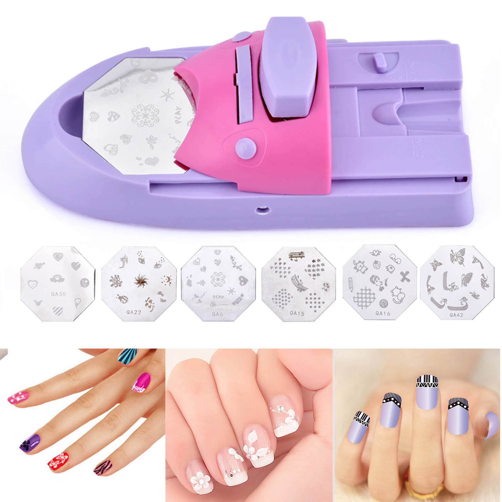 Commercial Nail Printing Machine - ชุดเครื่องเพ้นท์เล็บแบบทำมือพิมพ์ลายเครื่องเป่าเล็บด้วยแผ่นโลหะ6ชิ้นอุปกรณ์ทำสีเล็บแบบทำมือ