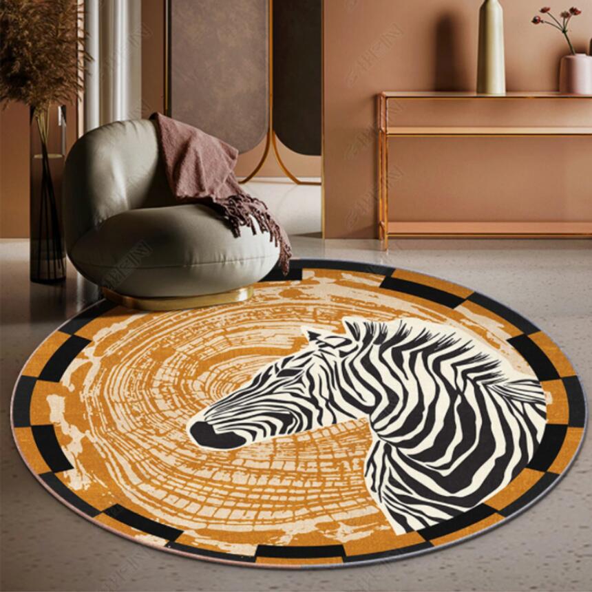 Commercial Fabric Printing Machine - Modern ZEBRA Tiger เสือดาวพิมพ์พรมสําหรับตกแต่งห้องนั่งเล่นห้องนอนรอบชั้นพรม 3D Nordic