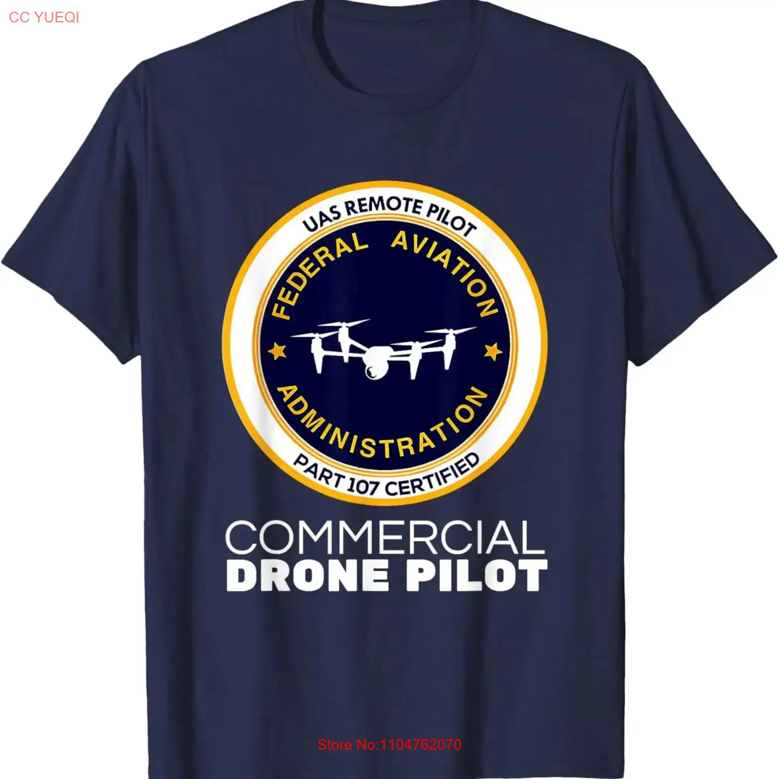 Commercial Printing & Packaging Pvt Ltd - เสื้อยืดนักบินโดรนเชิงพาณิชย์ FAA สไตล์วินเทจ ซักแล้ว ใส่ได้ทั้งชายและหญิง สวมใส่สบาย