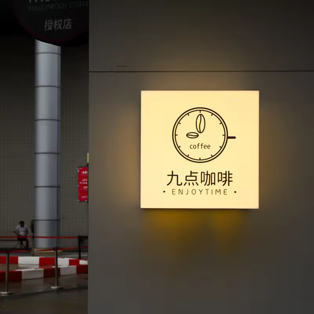 Commercial Printing Logo - ป้ายแสดงโฆษณาที่กําหนดเอง 3D พิมพ์โลโก้ Facelit Commercial โลหะเหล็ก