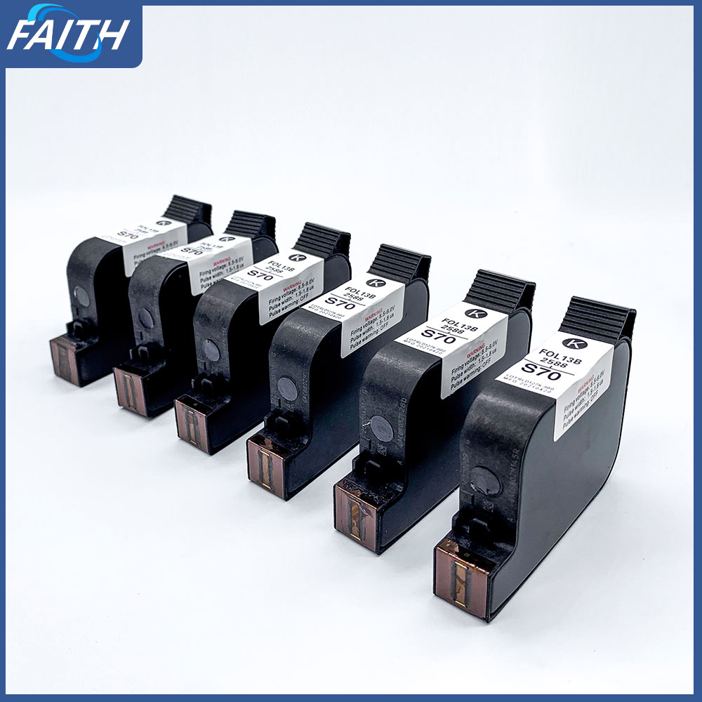 Eco Solvent Ink Cartridge - Faith 6 ชิ้นตลับหมึกเครื่องพิมพ์อิงค์เจ็ทมือ Eco-Solvent Fast แห้งสีดํา