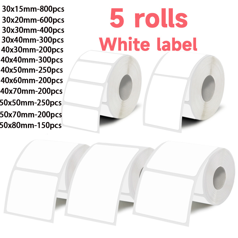 Commercial Printer - สติกเกอร์ฉลากขาว 5 ม้วน กว้าง 30 มม./40