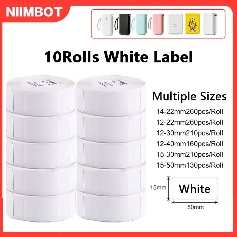 Commercial Printing Paper - Niimbot Officia ป้ายสติกเกอร์กระดาษ 10 ม้วนเทปสีขาวกระดาษกันน้ํา Anti-Oil
