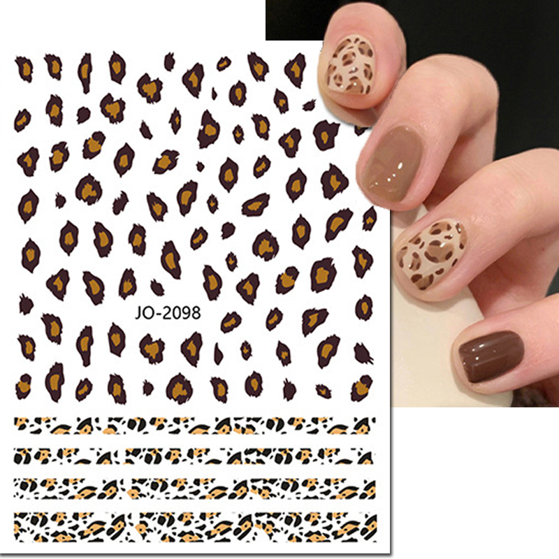 Commercial Printing Paper - เล็บ 3d Decals สีชมพูสีฟ้าสีน้ําตาลสีเสือดาวพิมพ์กาว Sliders สติ๊กเกอร์เล็บตกแต่งสําหรับเล็บ