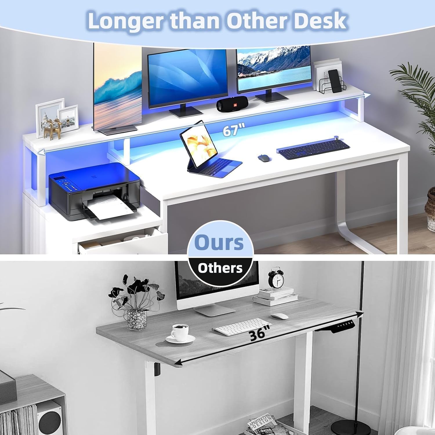 โต๊ะทำงานสีขาวขนาด 67 นิ้ว พร้ - Commercial Printer บทวิจารณ์และราคา